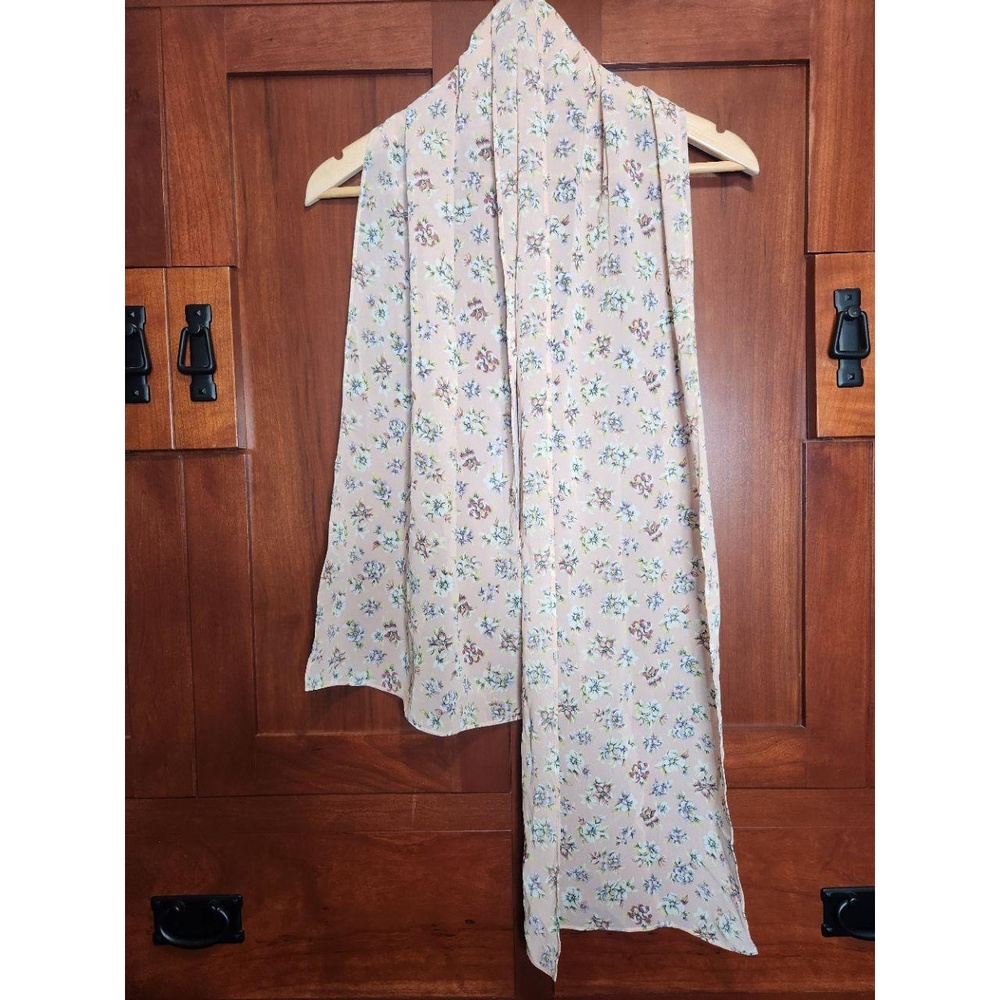 Vintage Pale Pink multi-colored Floral Scarf with Delicate Feminine Flowers